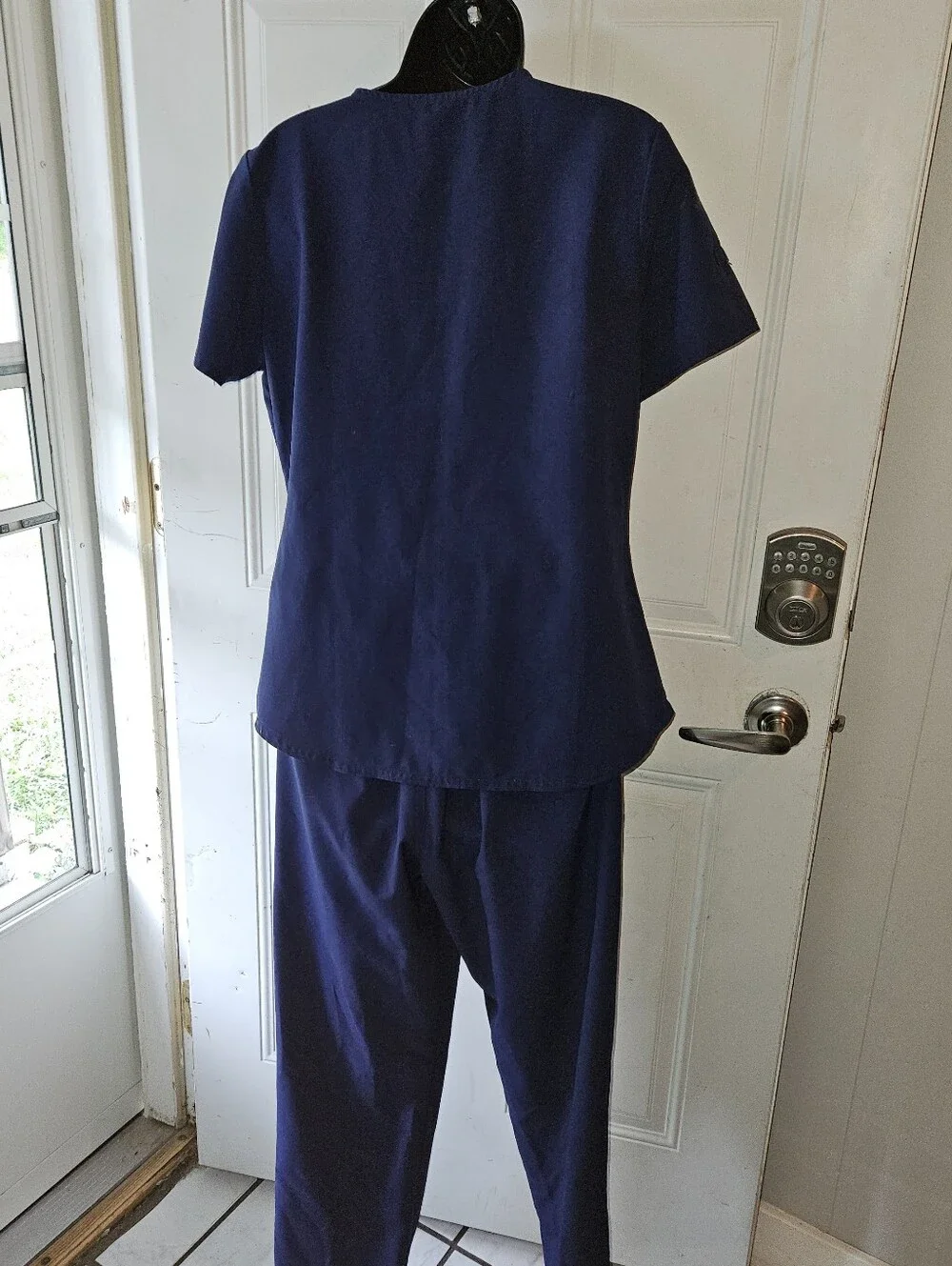 Navy Scrub Set - Classic V-Neck Top & Cargo Pants